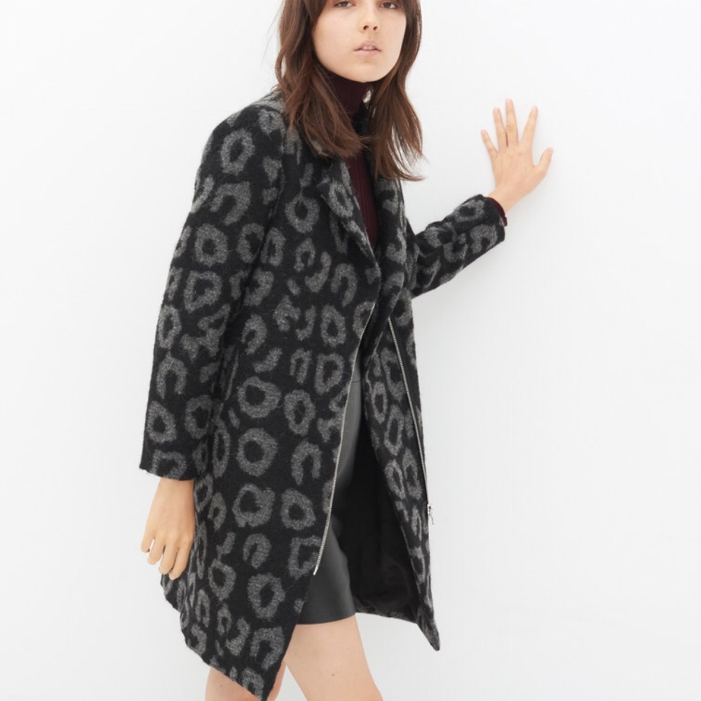 Sandro Miline Felted Boucle Coat Grey NWT Size 38